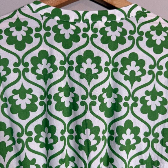 Boden Elena Cotton Tiered Midi Dress Womens 16-18 Paradise Green Ivy Trellis NWT - Picture 15 of 16